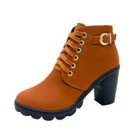 Botas De Tacón Alto Para Mujer Primavera Invierno Calidad Superior Con Cordones Moda Europea Zapatos De Mujer PU Botas Con Plataforma Entrega Rápida - details 26