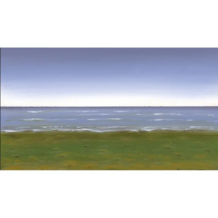 Cuadro decorativo abstracto grande horizontal paisaje  "ALGA Y SAL" 140x75 160x90 Lienzo de alta calidad salon comedor hall dormitorio Oleo marina Verde alga azul gris Contemporáneo naturaleza costa Vegetación Ref ANA DURAN 424 - 1