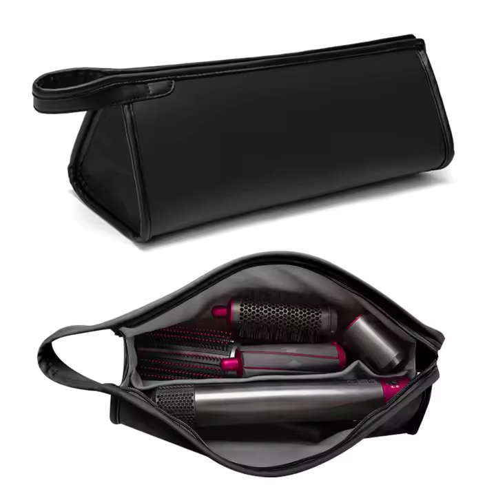 PU Leather Travel Case Carrying Case Storage Bag Protective Case for Dyson Supersonic Hair Dryer, Portable Waterproof Dustproof Storage Bag(Black) - 1