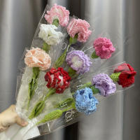 Ramo De Flores Artificiales Tejidas a Mano En Ganchillo Estilo Carnation Para Decoración De Hogar Cumpleaños Boda Día De La Madre Regalos - details 0