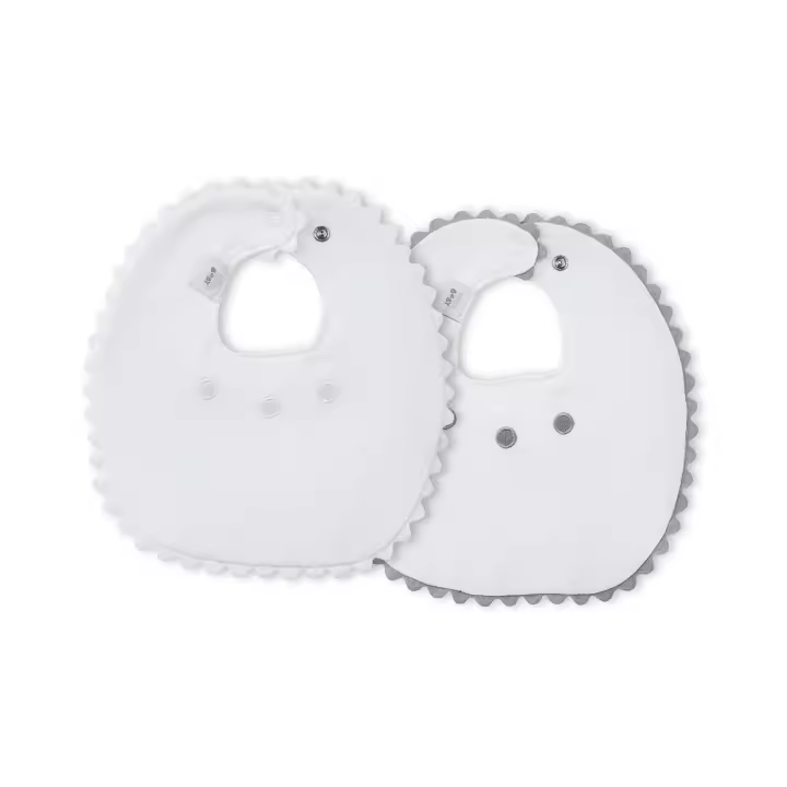 BAVETE (PACK 2 UNIDADES) 100% ALGODÃO- CINZA & BRANCO - 1