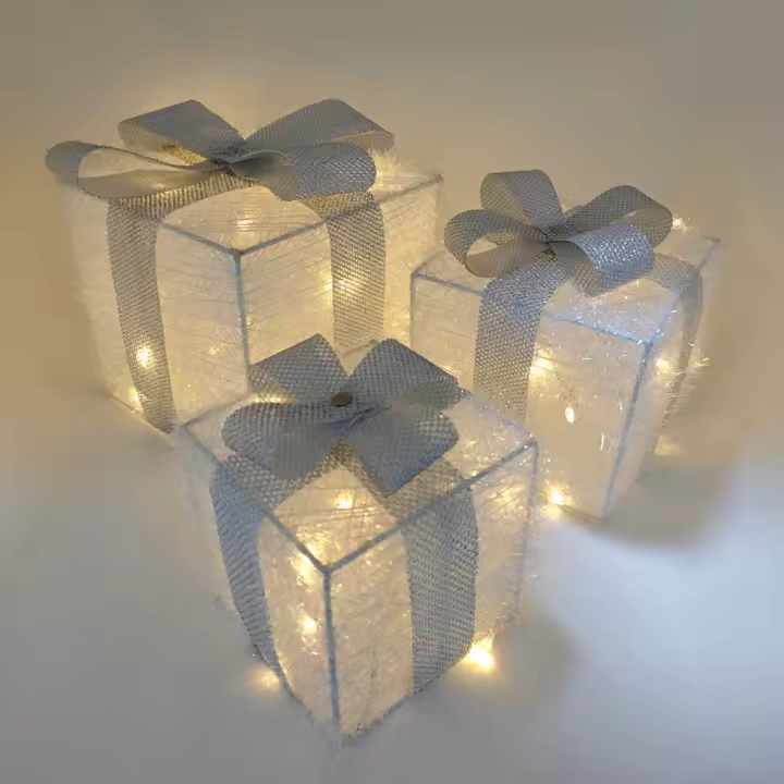 Juego De 3 Cajas De Regalo Iluminadas LED Para Decoración De Navidad Interior Y Exterior Árbol De Navidad Jardín Hogar - 1