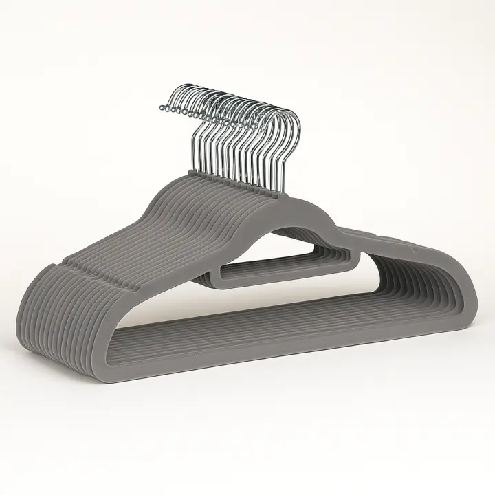 Ruhhy, Perchas de Terciopelo Delgadas Antideslizantes en Color Gris/negro - Paquete de 20 - 1