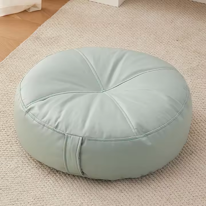 Cojín de suelo redondo para meditación, grande, con asa, impermeable, para interior y exterior, para tatami, sala de estar, yoga, color blanco, 49 cm - 1