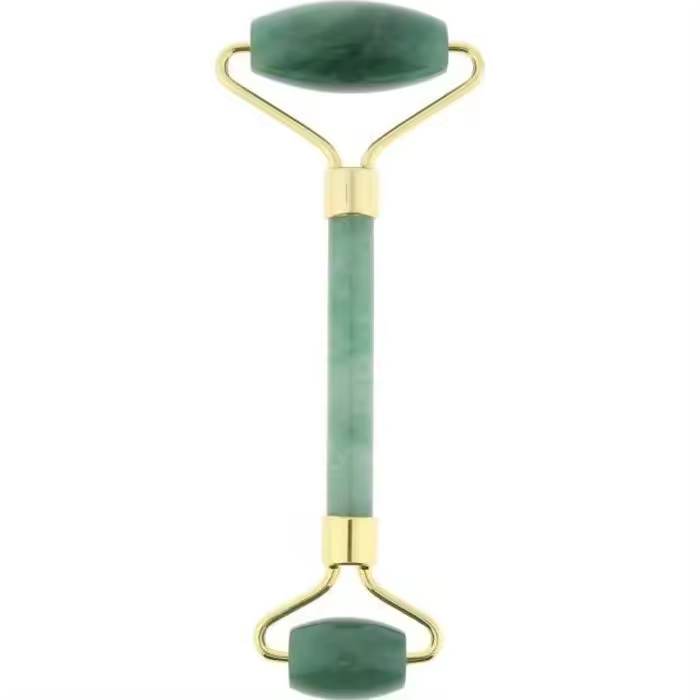 Masajeador facial con Piedra de Jade y Rodillo Doble, color verde - 1