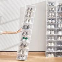 Caja De Almacenamiento De Zapatos Transparente Y Engrosada 6pcs Resistente a La Polvo Y Humedad Organizador De Zapatos Plegable Y Piledrillable Para El Hogar - details 11