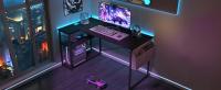 Escritorio de Esquina Ordenador - 100x70 cm Mesa en Forma L, Estantes de Almacenamiento, Esquina Reversible, Gaming Escritorio Mesa Gamer Desk para Estudio Trabajo Oficina Dormitorio Hogar - details 5