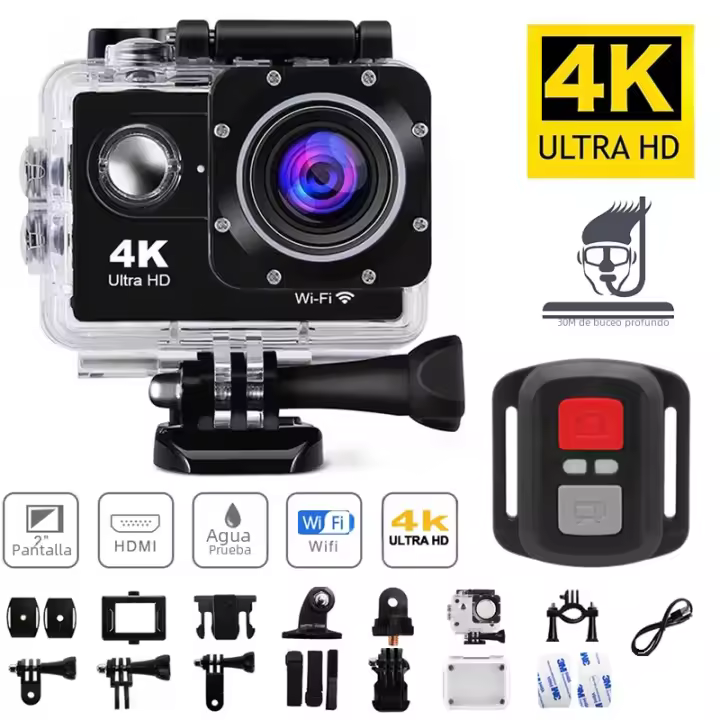 Cámara de Acción 4K SONY Grabación de Video de Helmeta Impermeable 1080P/30FPS - 1