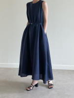 Vestido Largo Vintage De Algodón Y Lino Para Mujer REALEFT Sin Mangas Estilo Casual Suelto Con Cinturones Verano 2025 - details 24