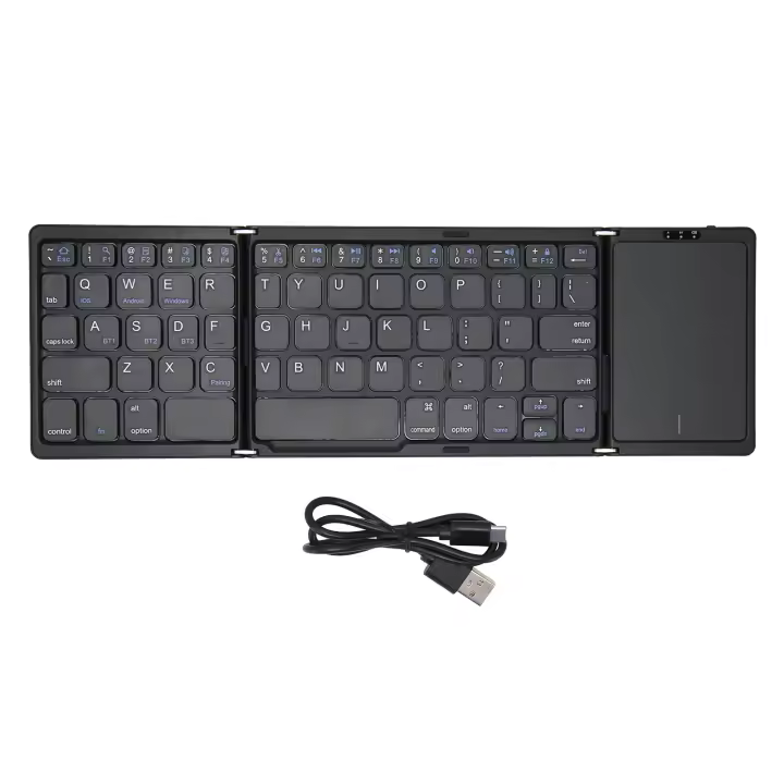 Teclado Bluetooth plegable con panel táctil, tamaño completo, compatible con 3 dispositivos, teclado plegable inalámbrico portátil recargable - 1