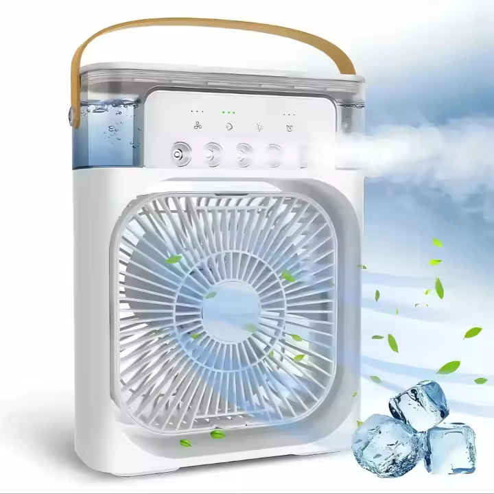 Ventilador Portátil 3 En 1 Con Condicionador De Aire Y Luz Nocturna LED Humidificador Ajustable Para Oficina Y Hogar - 1