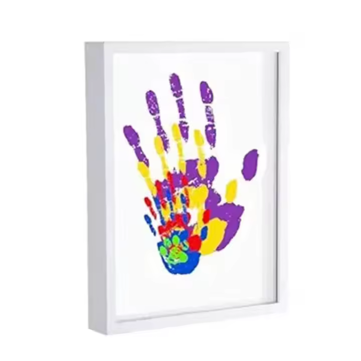Kit de Huellas de Manos Familiares,Marco de fotos de recuerdo para recién nacidos, marco artesanal de madera, decoración del hogar, regalo para nuevos y futuros padres. - 1