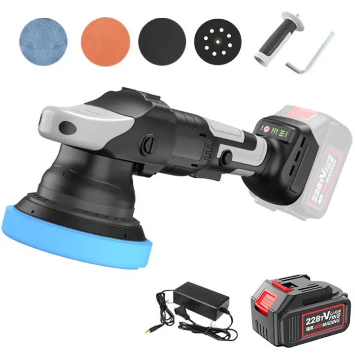900W Pulidora inalámbrica para coche 125MM, máquina de encerado sin escobillas, recargable, excéntrica, herramientas para batería Makita - 1