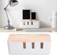 Caja de almacenamiento de cables, Organizador de cables con tapa de Madera para TV, computadora, recleta de enchufes, Cargador de línea, 30,3x12,5x11,5 cm - details 1