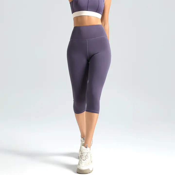 Pantalones deportivos de tres puntos color melocotón, medias deportivas elásticas de cintura alta para levantamiento de cadera, yoga, melocotón y cadera - 1