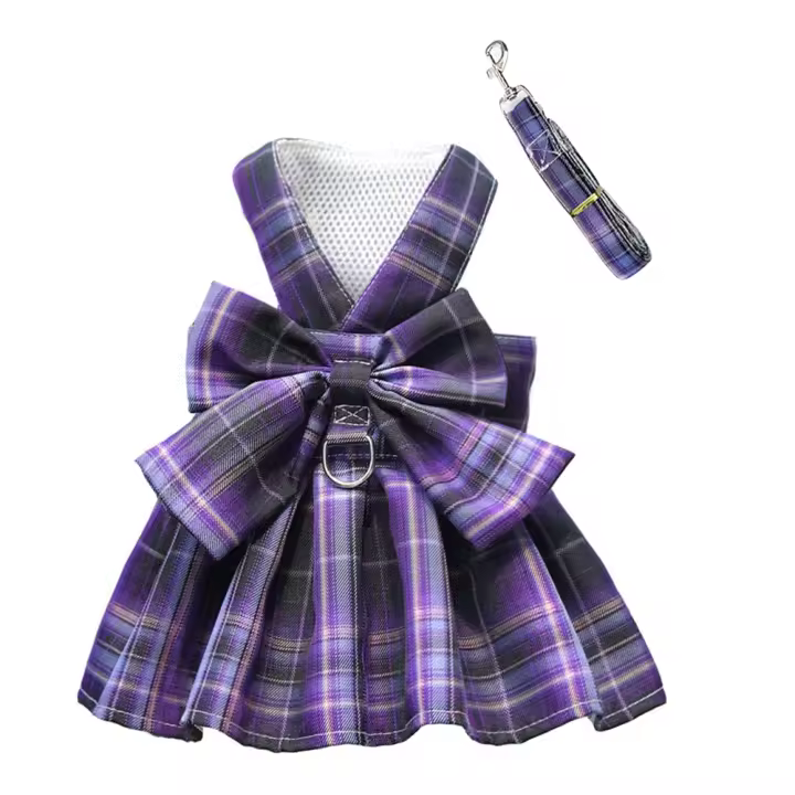 Traje De Vestido Para Perro Con Correa Arnes De Enlace Vestido De Sastre Para Mascotas Material Poliéster Estilo Princesa - 1