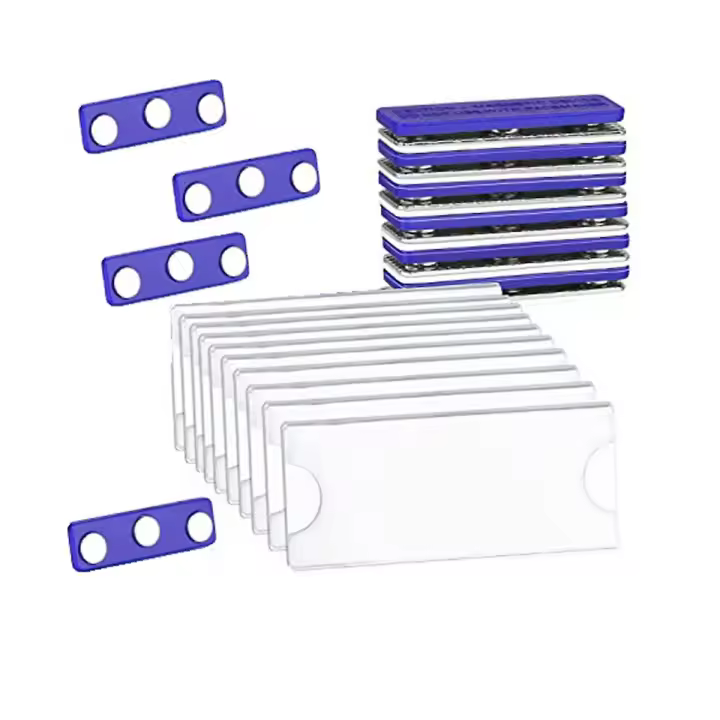 Kit de etiquetas magnéticas para nombres, porta credenciales magnéticas con 3 imanes potentes, etiqueta de identificación/etiqueta de identificación comercial (10 unidades) - 1