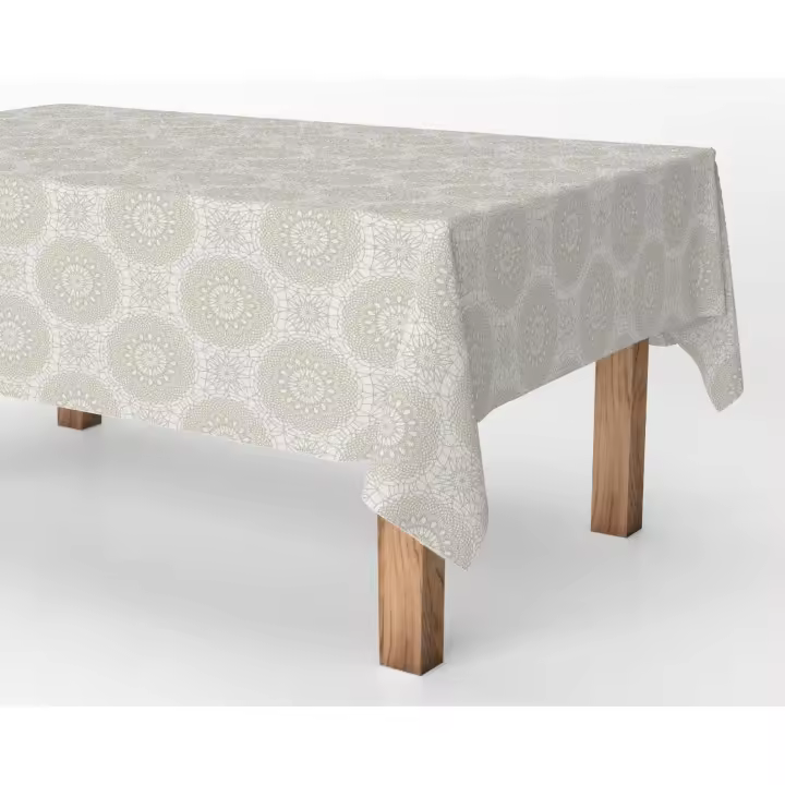 Mantel antimanchas de tela resinado por metros - Mandalá beige 45843-4    mantel por metros; manteles; mantel barato; mantel jardín - 1