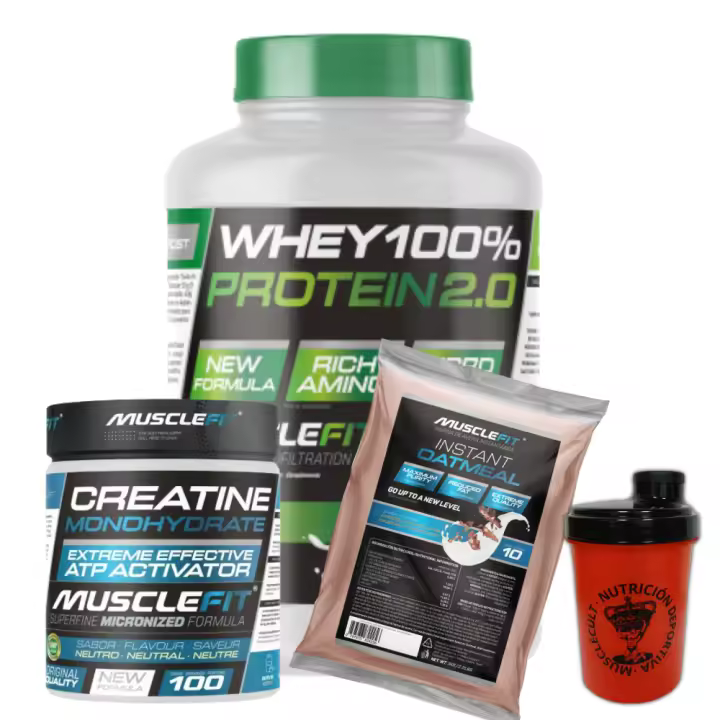 PACK MUSCLEFIT WHEY 2kg + Creatina 300g + Avena 1kg + Shaker (regalo)│MUSCLECULT│Mas musculos - 1