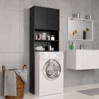 Armario de Baño Roble Ahumado 64x25,5x190 cm Mueble Lavadora Estante Color Roble ahumado,  Gris sonoma,  Roble Sonoma y mas - details 6