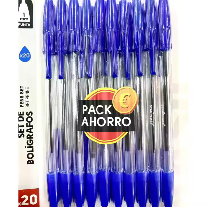Bolígrafo de punta redonda de 1mm para niños, suministros de oficina escolar, a'zu'l, 20 azul piezas{no es boli bic} - 1
