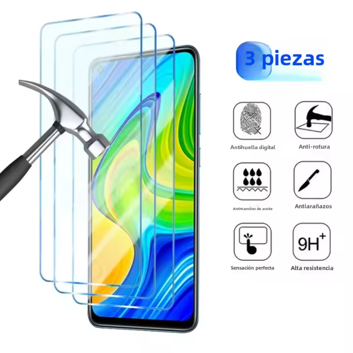 Protector De Pantalla De Vidrio Templado Para Xiaomi Redmi 7 8 9 10 NFC Power Prime 2022 Note 7S 8T 9T 9S 10S 10T pro Max 4G 5G Pack De 3 - 1