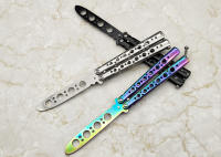 Cuchillo De Entrenamiento Mariposa Plegable Portátil Herramienta De Entrenamiento De Comb De Mariposa Sin Hoja Cuchillo De Bolsillo Con Mango De Acero Inoxidable - details 8