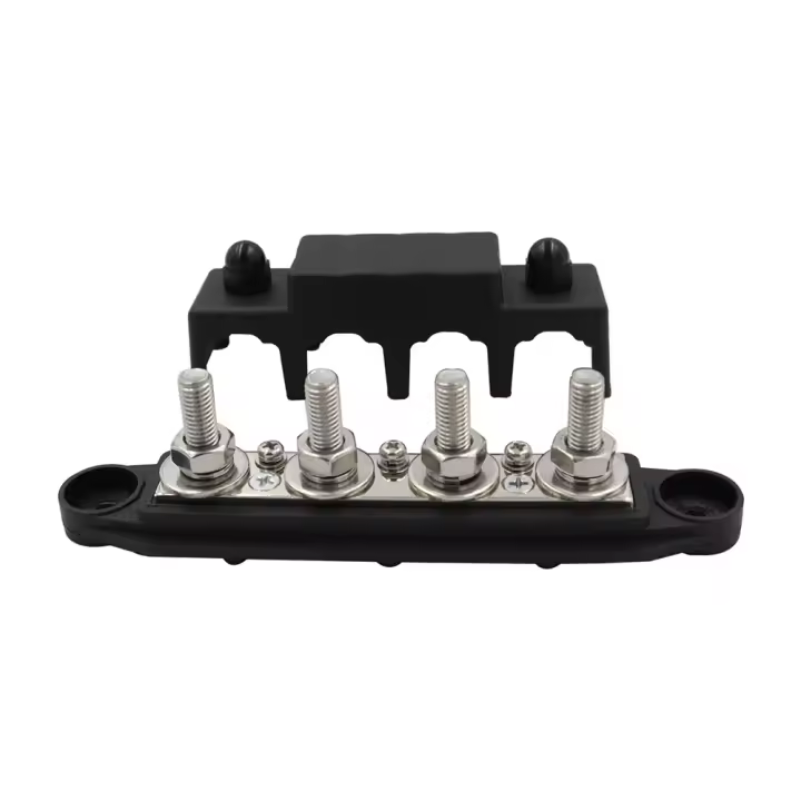 Bloque De Distribución De Energía De 4 Postes Terminales Con Tornillo Para Barras De Conducción De Alta Corriente En RVs Y Automóviles Material ABS Aleación De Zinc Y Cobre Negro Y Rojo - 1