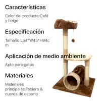 COTTECOTA- Árbol rascador para Gatos 54x45x94cm, Árboles de actividades para gatos Marron Beige, Juegos gatos Poste para arañar, Poste de sisal, plataforma y cama, Casa de gatos marron para diversion, árbol de gato en forma de torre escalador con nido. - details 1