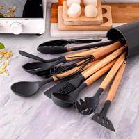 Set De Utensilios De Cocina De Silicona 12 Piezas Para Sartenes Antideslizantes Negro Resistente Al Calor Accesorios De Cocina Ecológicos Para Cocina - details 1