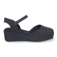 PuntoSalao Sandalias de cuña media en yute para mujer color negro CF-2363 - details 1