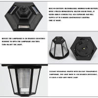 2Pcs Luz De Pared Solar Exterior IP44 Impermeable Con Auto Encendido Y Apagado Retro LED Para Jardín Lámpara De Fence Luz Hexagonal - details 5