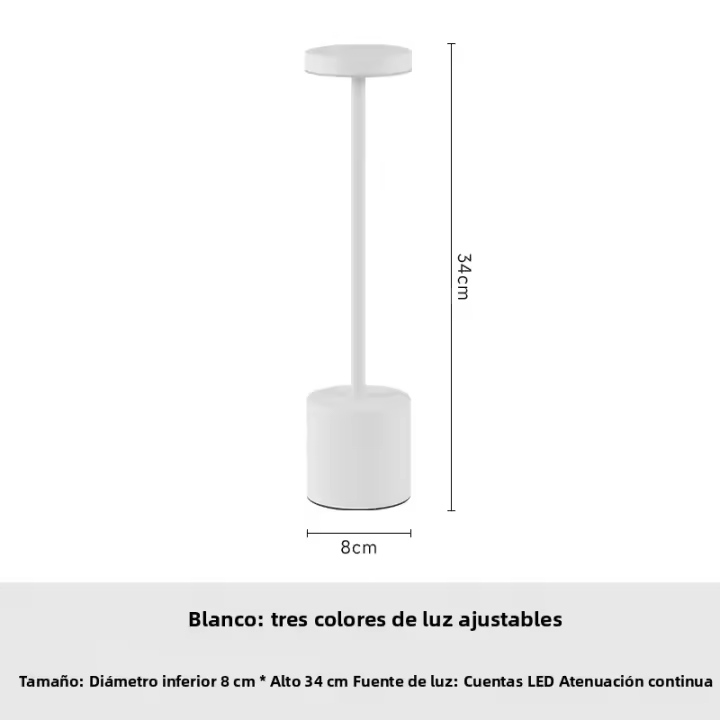 Lámpara De Mesa LED Recargable Por USB Con Interruptor Táctil Y Tres Colores Metal Para Decoración De Habitación Y Bar Lámpara De Noche Para Dormitorio - 1