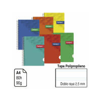 BLOC ESPIRAL CAMPUS ORIGINAL TAMAÑO A4 TAPA POLIPROPILENO PLASTICO FUERTE 80 HOJAS. 90 G CUADERNO DE ANILLAS CUADRÍCULA 5 MM/ 4 MM/  3 MM/ DOBLE RAYA 3,5 MM/DOBLE RAYA 2,5 MM/HORIZONTAL/LISO PACK DE 6 UNIDADES GRAN CALIDAD PARA DURAR TODO EL CURSO - details 6