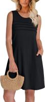 Vestido De Mujer Verano 2025 Con Bolsillos Cuello En O Manga Corta Sin Costuras Estilo Casual Largo De Rodilla Polyester - details 11