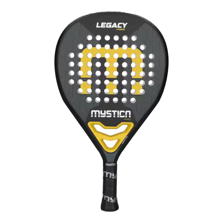 MYSTICA LEGACY HYBRID YELLOW 2024, pala de pádel para jugadores de nivel intermedio con molde híbrido balance medio, con núcleo de goma EVA y caras de fibra de vidrio de alta calidad y resistencia. - 1