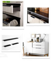 Manijas De Gabinete Ocultas 80-500mm Aluminio Negro Moderno Para Puertas De Armario Y Cajones De Cocina Y Armarios - details 2