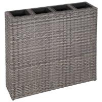 vidaXL Jardinera alta con 4 macetas 2 uds ratán sintético Color Gris,  Blanco,  Negro y mas - details 2