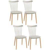 HOMCOM Juego de 4 Sillas de Comedor Estilo Nórdico Sillas de Cocina con Respaldo Alto Asiento de Polipropileno y Patas de Madera de Haya Carga 120 kg 48x52,5x83 cm Gris - details 0