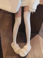 Calcetines Largos De Encaje Dulce Estilo Japonés Para Mujeres Y Niñas Color Negro Y Blanco JK Lolita No Sexually Suggestive Hechos De Algodón - details 4
