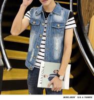 Chaqueta De Jean Sin Mangas Para Hombre 2023 Primavera Azul Negro Estilo Vaquero Chaqueta De Denim Vestido De Cintura Vest - details 2
