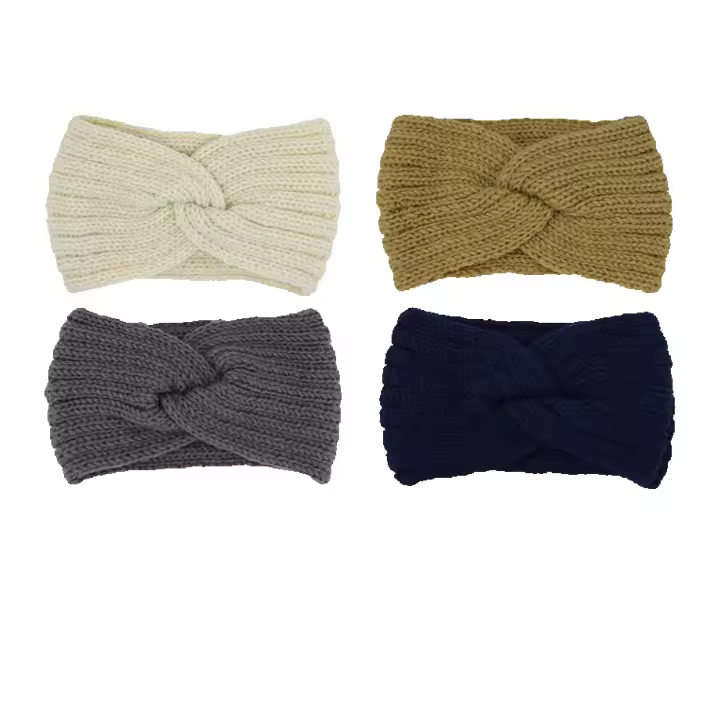 4 Diademas lana, Turbantes tejida de invierno, diadema de turbante de ganchillo, diadema trenzada,Mujer Invierno Diadema Cabeza Anchas Cabello Turbante Banda Accesorio Pelo - 1