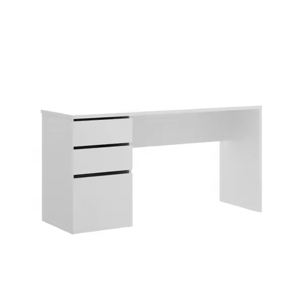 Mesa Escritorio Shiro Dekit con 2 Cajones y 1 Puerta Abatible en Blanco Brillo - 1