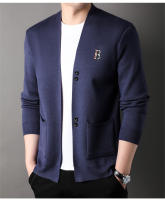 Chaqueta De Punto Para Hombre Lujo Con Bordado Exquisite En Color Sólido Abrigo Casual De Otoño E Invierno De Marca - details 12