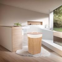 newty Cesto de Bambú con Tapa para la Ropa Sucia Redondo Compartimento Cubo Colada Lavandería Plegable con Asa de Cuerda Cesta de Almacenamiento Organizador Cubierta Bolsa Extraíble Laundry Basket Hamper Cuerda Trenzada Bolsa Interior Caña de Alta Calidad - details 1