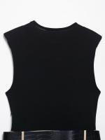 Vestido Largo Patchwork De Moda Para Mujer TRAFZA Verano Casual Cuello Redondo Sin Mangas Pleated Con Cinturón Elegante Vestidos - details 9