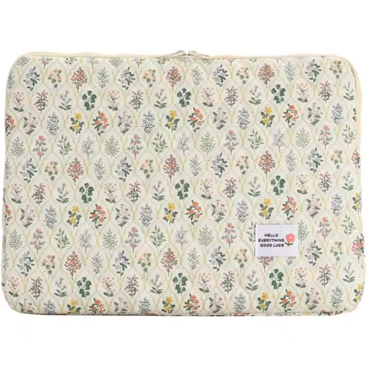 Funda acolchada para portátil, funda con diseño floral, funda acolchada para portátil, compatible con portátiles de 14" - 1