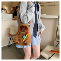 Mochila De Peluche Kawaii Con Capybara Simulación De Flor Y Fruta Para Niños Mochila De Hombro Para Novia Regalo Tamaño 28cm Material Algodón - details 25