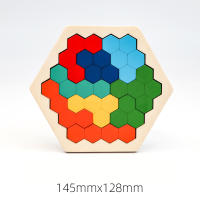 Juguete Educativo Montessori De Bloques De Madera 3D Puzzle De Tangram Jigsaw Colorido Desafío Cerebral Para Niños Y Adultos - details 2
