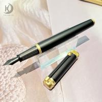 Pluma Fuente De Lujo Elegante De Laca Negra Con Acabado En Oro Para Hombres Y Mujeres Regalo Ideal Profesional Con Punta Fin 0.38mm - details 0
